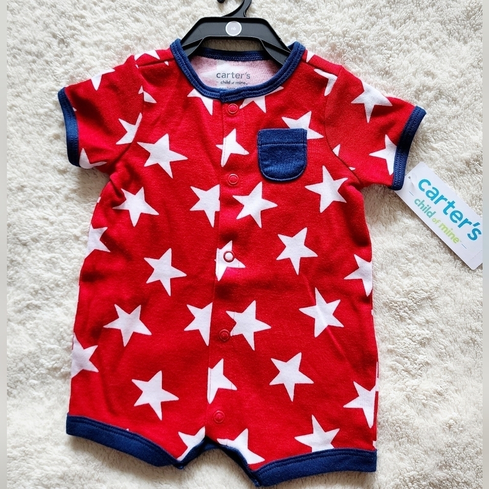 NWT Carter's Child of Mine Baby Boy Patriotic Romper, One-Piece, Size Newborn